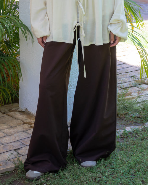 "Salasa" Wide-Leg Pants — Unisex (Coffee Bean)