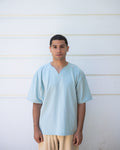 Notch V-neckline Tee (Baby Blue)