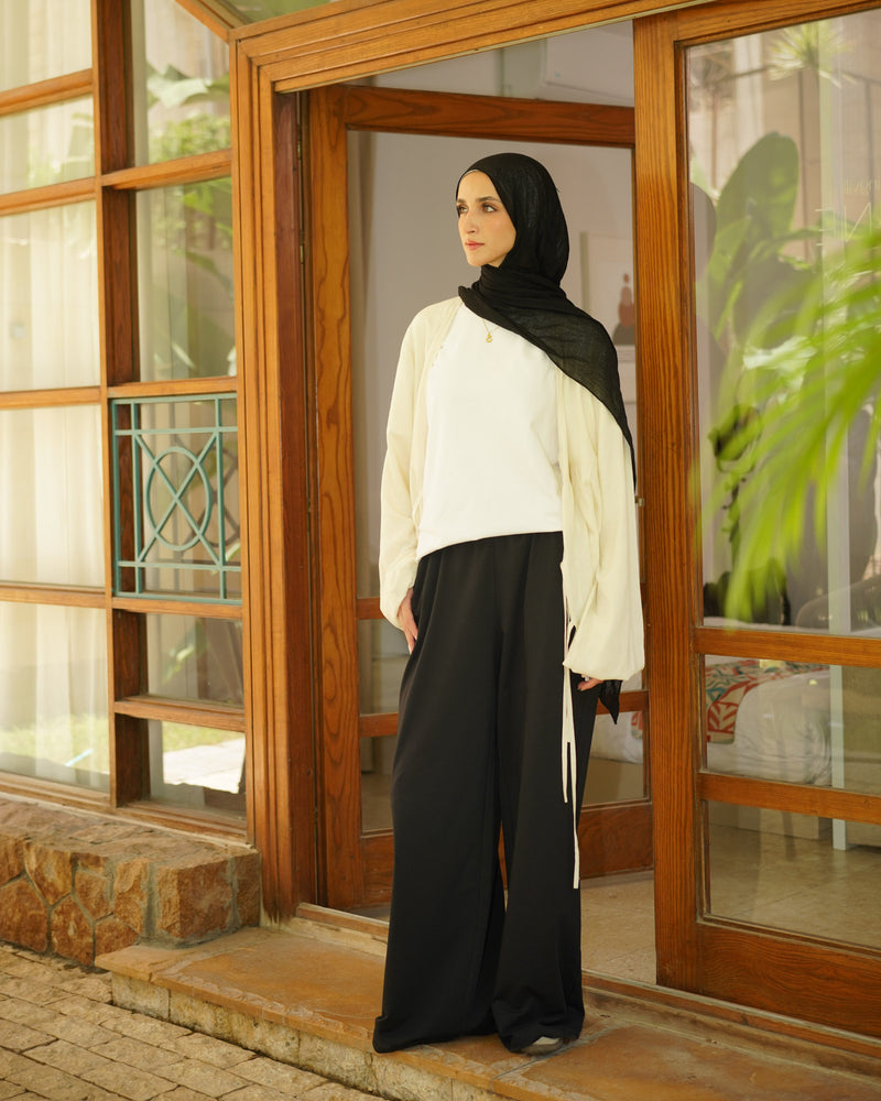 "Salasa" Wide-Leg Pants — Unisex (Black)