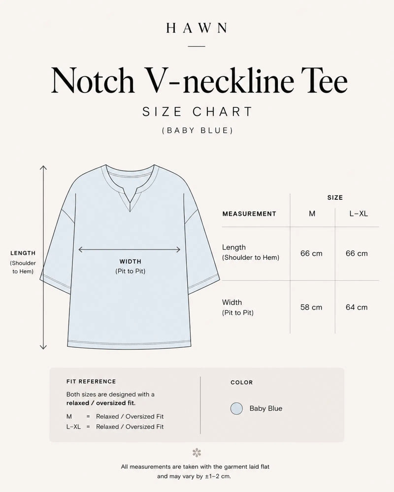Notch V-neckline Tee (Baby Blue)